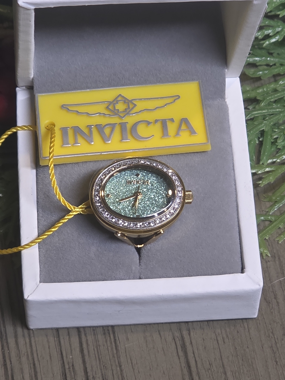 Invicta Mini Angel Musespire Women's Ring Watch - 24mm. Gold/Green